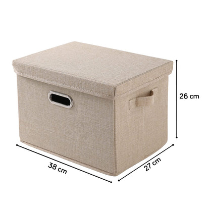 Multipurpose Foldable Storage Box with Lid, Medium / Large / Extra Large, Beige