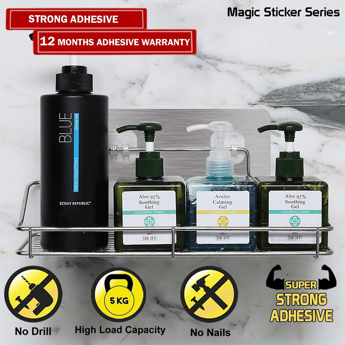 Buy Bathroom Holder for Shampoo, Conditioner & other Bathroom Items | HOKIPO