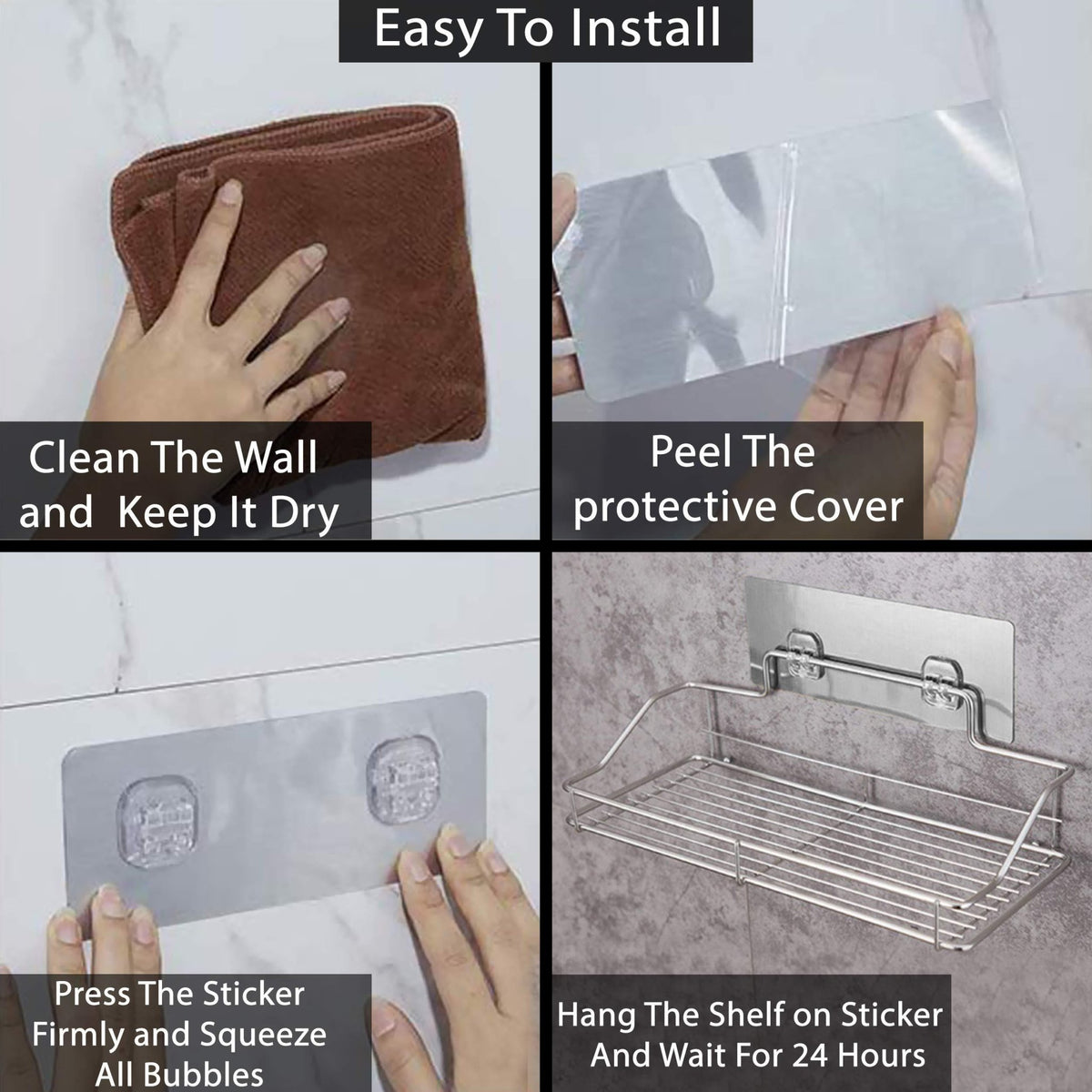 Steps to use Wall Mounted HOKIPOs Bathroom Organizer