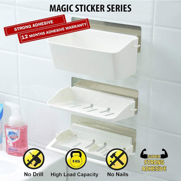 3 Tier Bathroom Soap Dish Wall Mounted Holder- HOKIPO | Har Ghar ka Humsafar