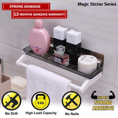 Magic Sticker Series No Drill Bathroom Shelf with Napkin Towel Holder for Bathroom - HOKIPO | Har Ghar ka Humsafar