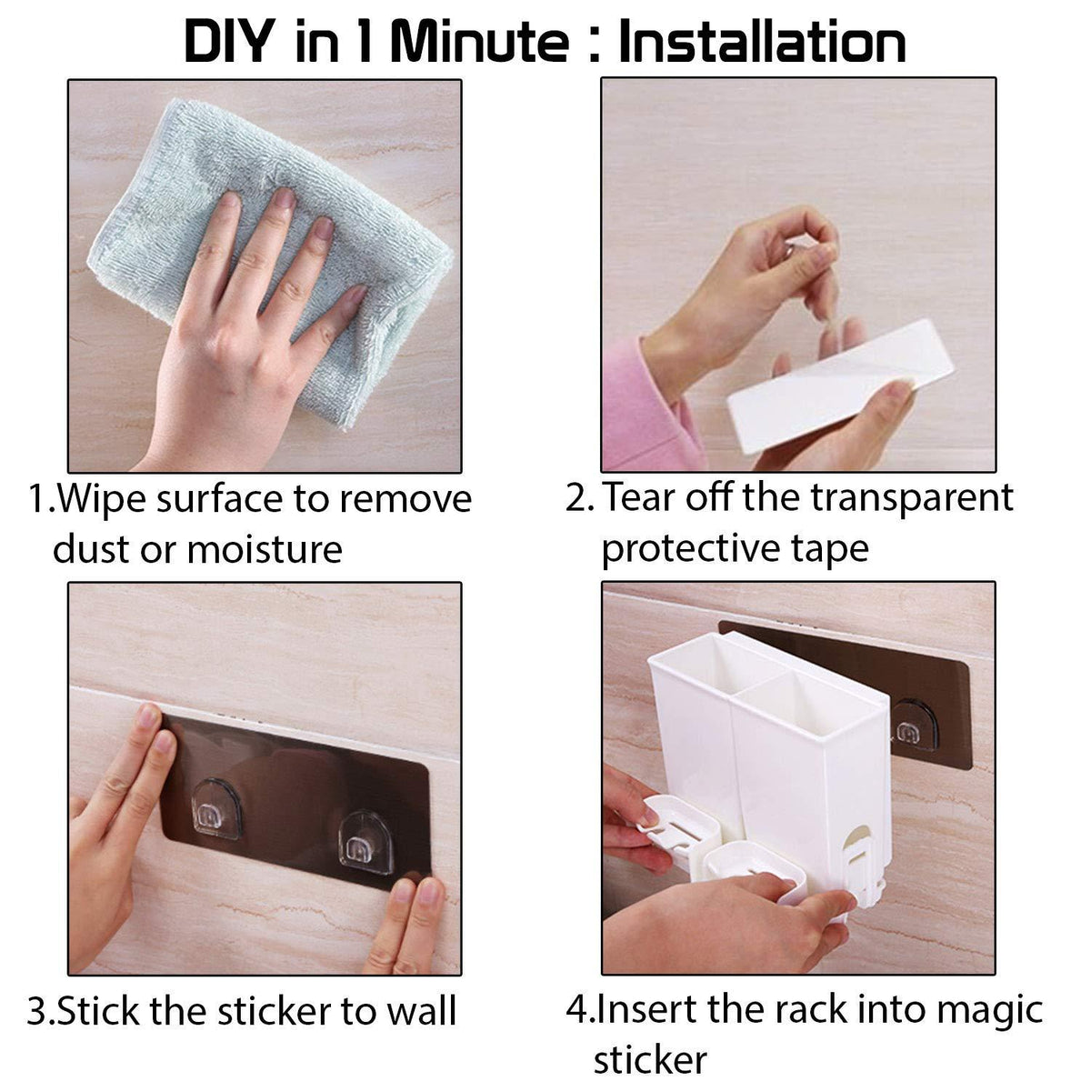 Guide to install covered 4 Toothbrush Holder Stand​  | HOKIPO