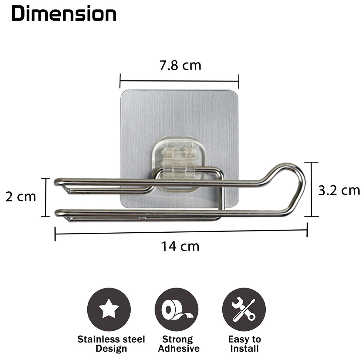 No Drill Wall mounted tissue paper stand for bathroom and kitchen
