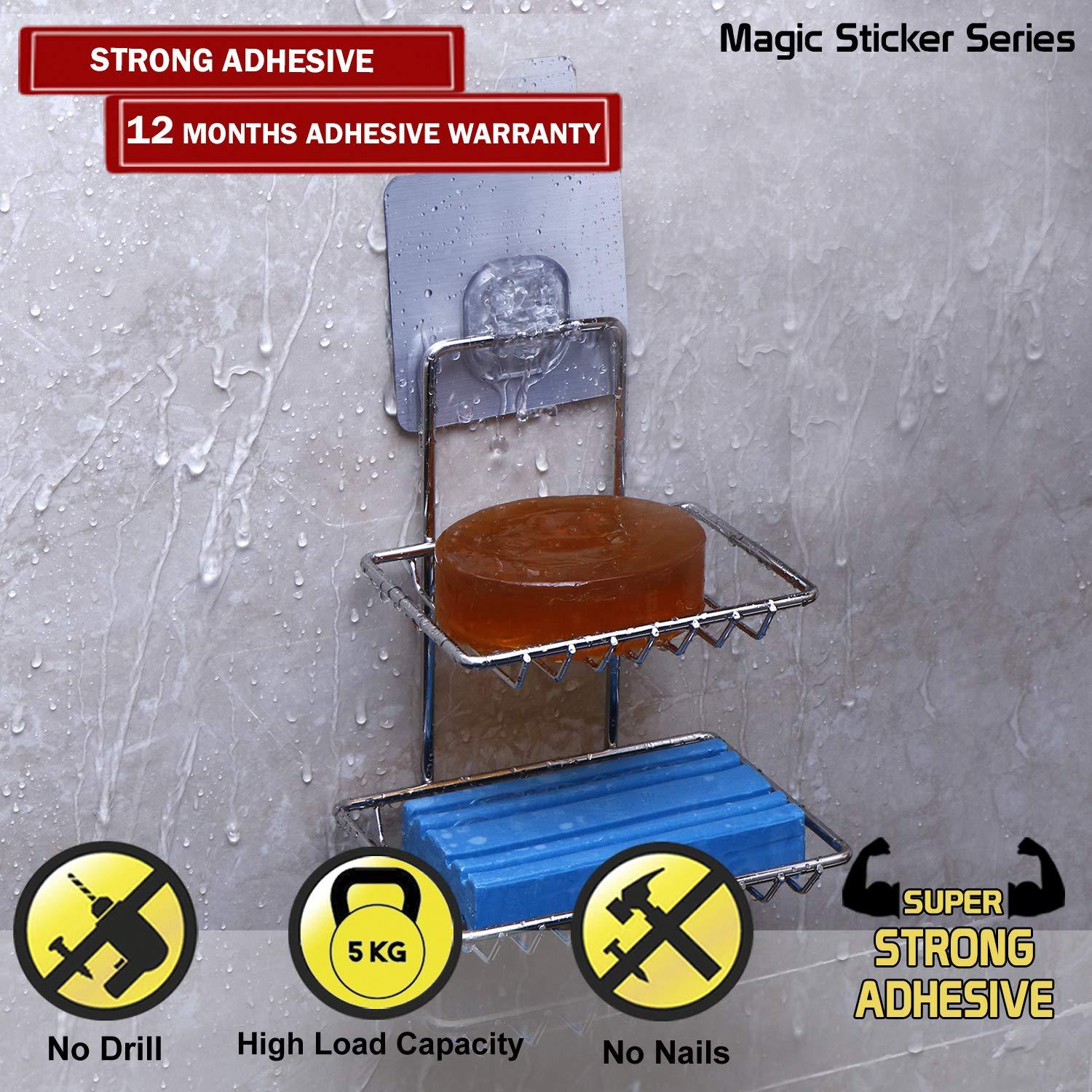 Magic Sticker Series Self Adhesive 2 Layer Soap Dish Holder Stand - HOKIPO | Har Ghar ka Humsafar