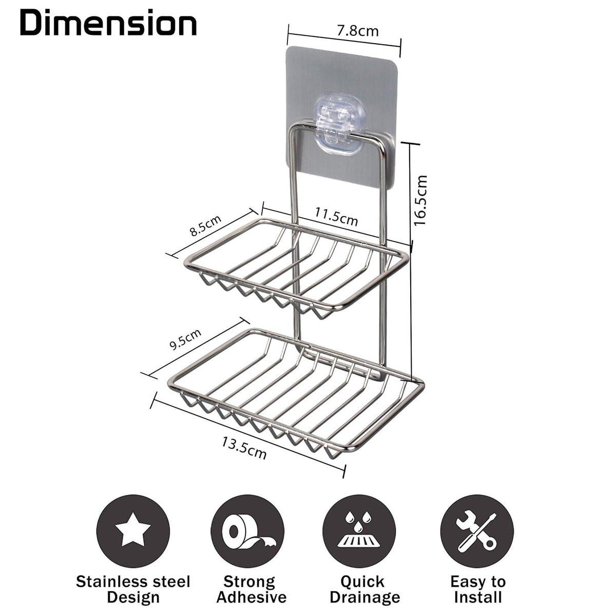 Buy 2 layer stainless steel wall mounted bathroom soap holder​