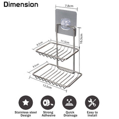 Magic Sticker Series Self Adhesive 2 Layer Soap Dish Holder Stand - HOKIPO | Har Ghar ka Humsafar