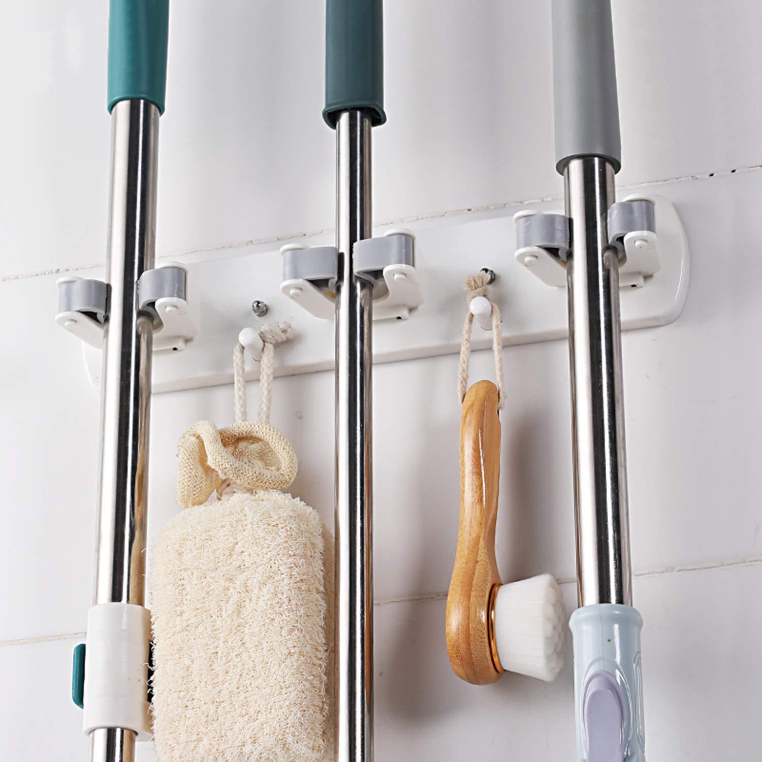 Magic Sticker Series Self Adhesive Bathroom Mop & Broom Holder - HOKIPO | Har Ghar ka Humsafar