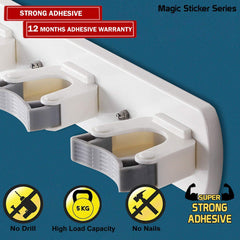 Magic Sticker Series Self Adhesive Bathroom Mop & Broom Holder - HOKIPO | Har Ghar ka Humsafar