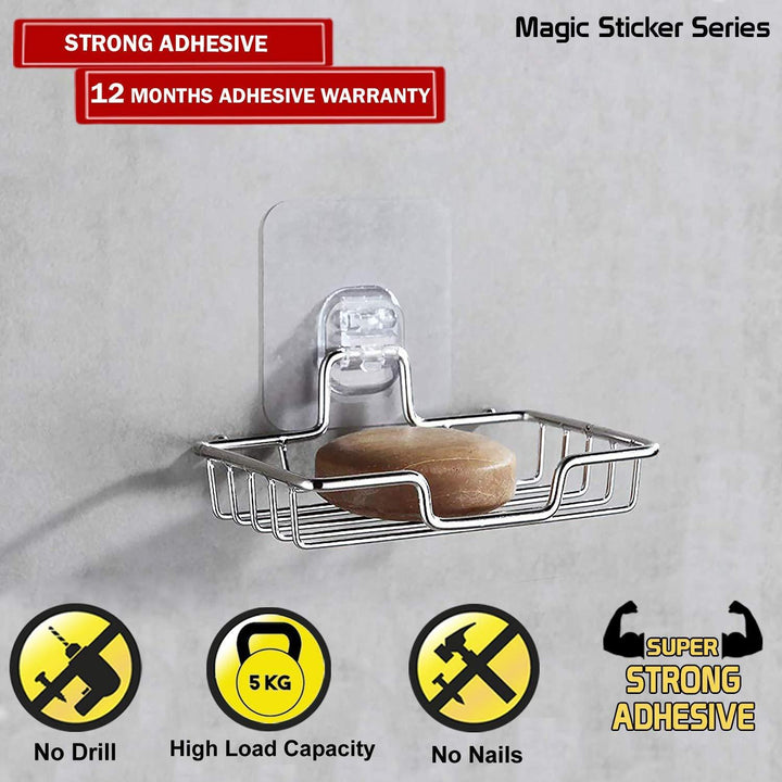 Magic Sticker Series Self Adhesive Bathroom Soap Holder Stand - HOKIPO | Har Ghar ka Humsafar