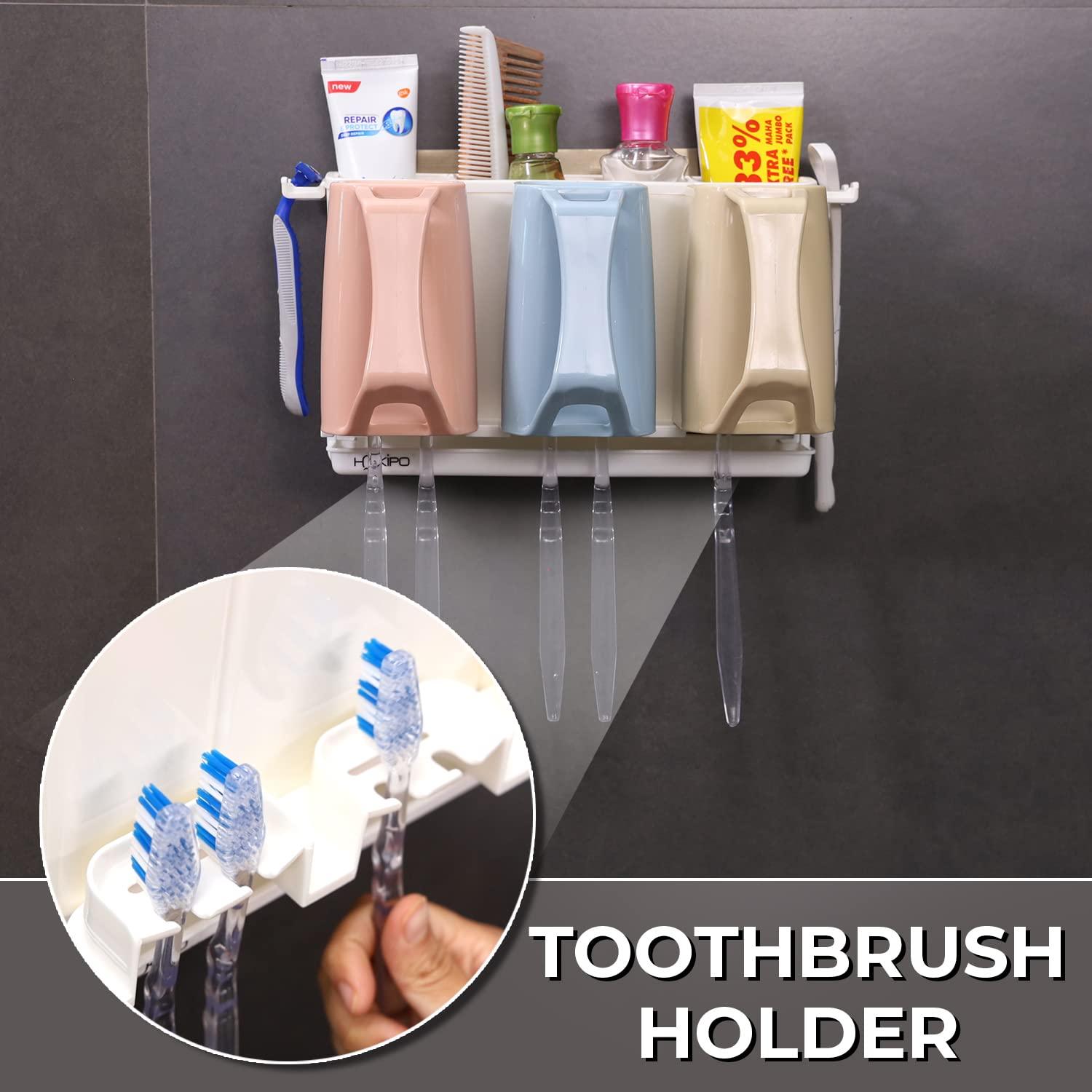 Magic Sticker Series Self Adhesive Bathroom Toothbrush Stand - HOKIPO | Har Ghar ka Humsafar