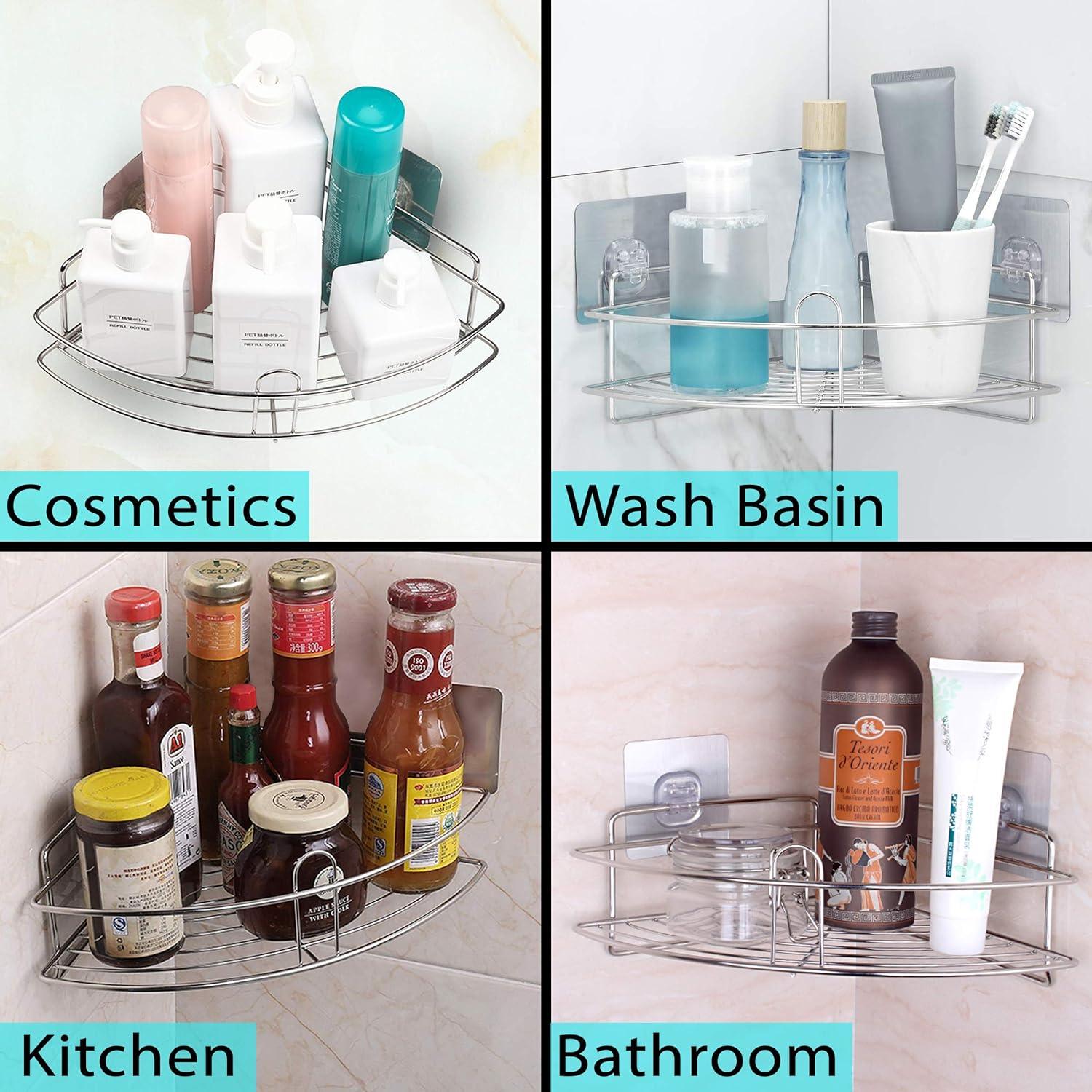 Magic Sticker Series Self Adhesive Kitchen Bathroom Corner Rack Shelf - HOKIPO | Har Ghar ka Humsafar