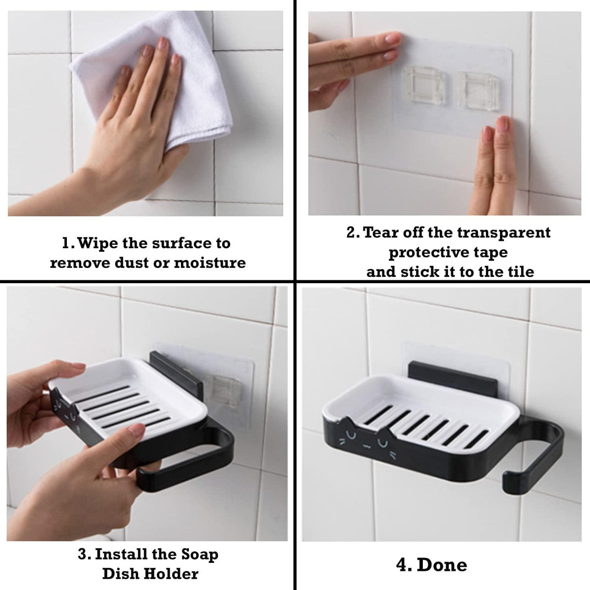 Steps to install HOKIPO's wall mounted hanging soap holder for bathroom wall 