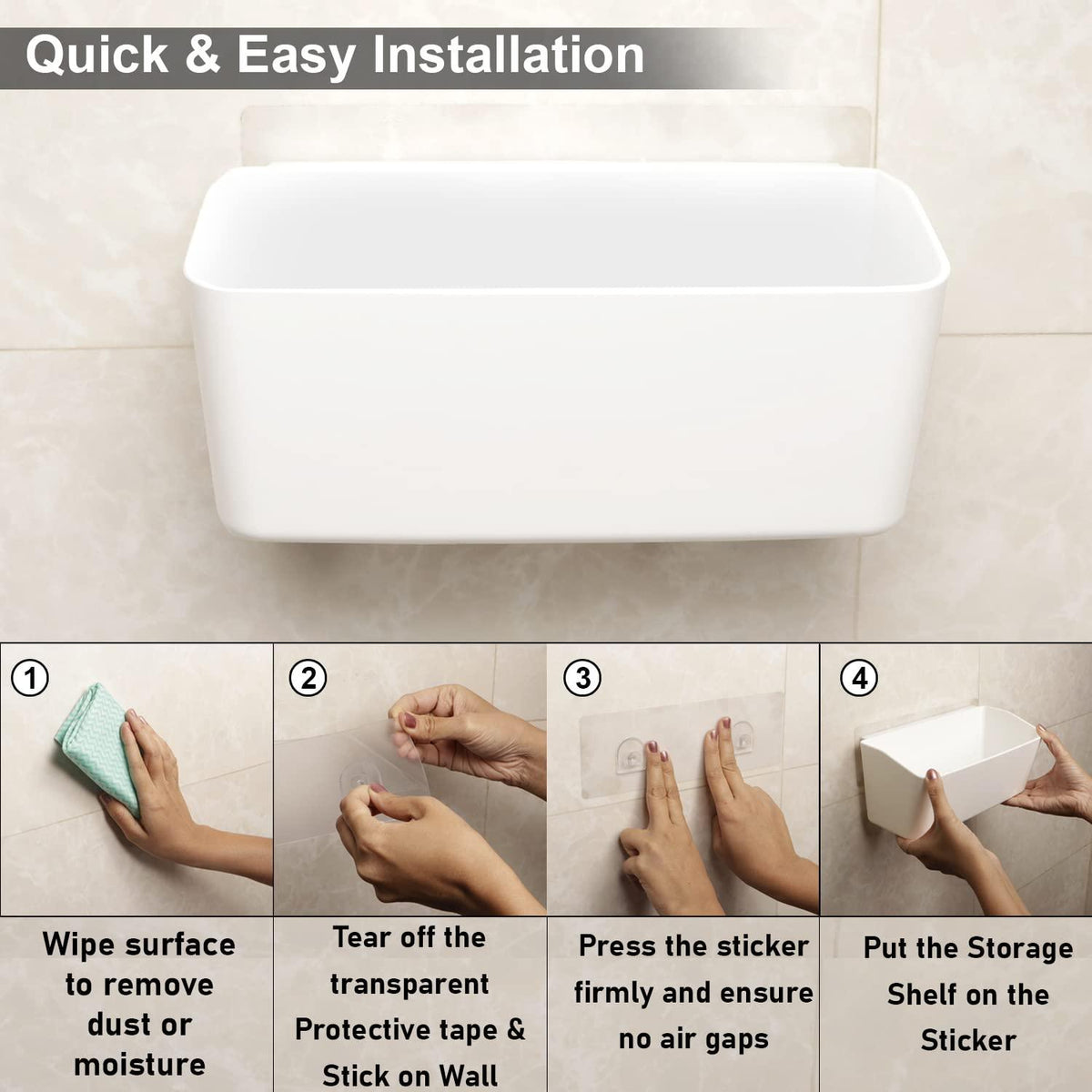 Guide to Install HOKIPO's white Plastic Wall Mounted Bathroom Accessories Holder​