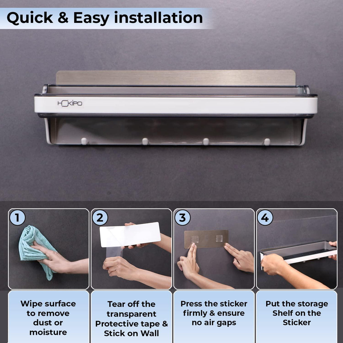 Guide to install wall mounted bathroom accessories​ Holder | HOKIPO