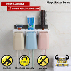 Magic Sticker Series Wall Mounted Bathroom Toothbrush Holder Stand - HOKIPO | Har Ghar ka Humsafar