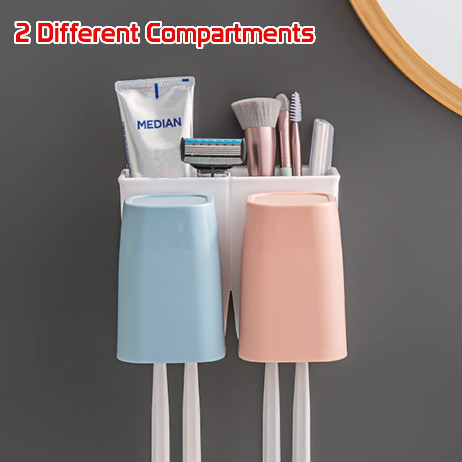 Magic Sticker Series Wall Mounted Bathroom Toothbrush Holder Stand - HOKIPO | Har Ghar ka Humsafar