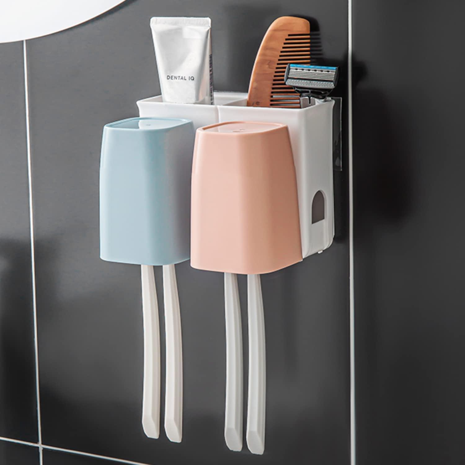 Magic Sticker Series Wall Mounted Bathroom Toothbrush Holder Stand - HOKIPO | Har Ghar ka Humsafar