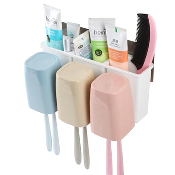 Magic Sticker Series Wall Mounted Bathroom Toothbrush Holder Stand - HOKIPO | Har Ghar ka Humsafar