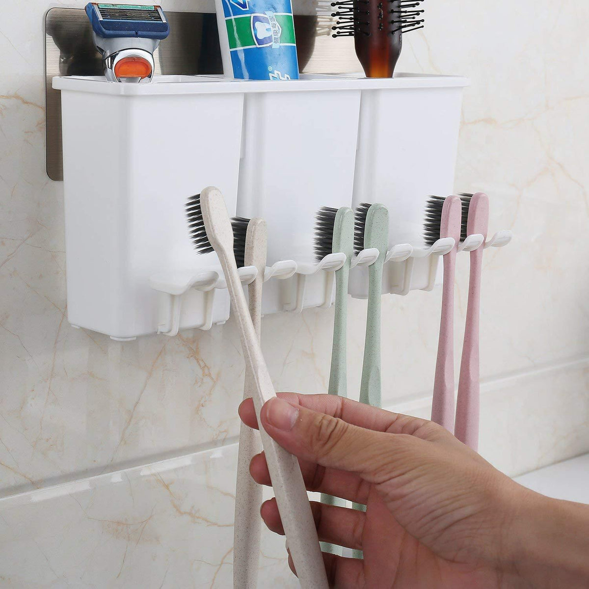 Magic Sticker Series Wall Mounted 6 Pc Brush Stand​ | HOKIPO
