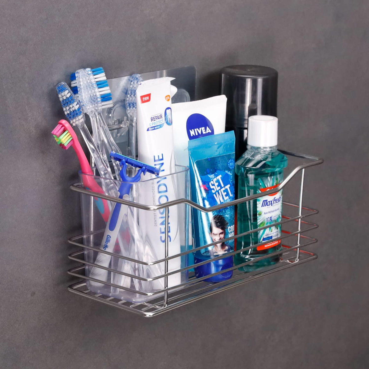 Magic Sticker Series Wall Mounted Kitchen Bathroom Shelf Rack - HOKIPO | Har Ghar ka Humsafar