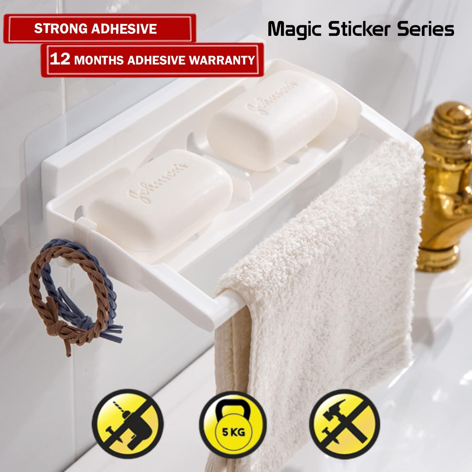 Magic Sticker Series Wall Mounted Soap Stand with Napkin Holder - HOKIPO | Har Ghar ka Humsafar