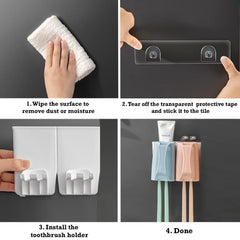 Magic Sticker Series Wall Mounted Toothbrush Holder Storage Shelf - HOKIPO | Har Ghar ka Humsafar