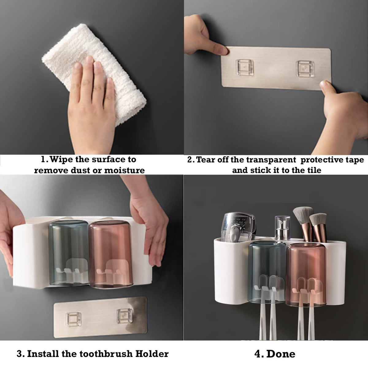 Guide to Install HOKIPO's covered Toothpaste Holder​ 