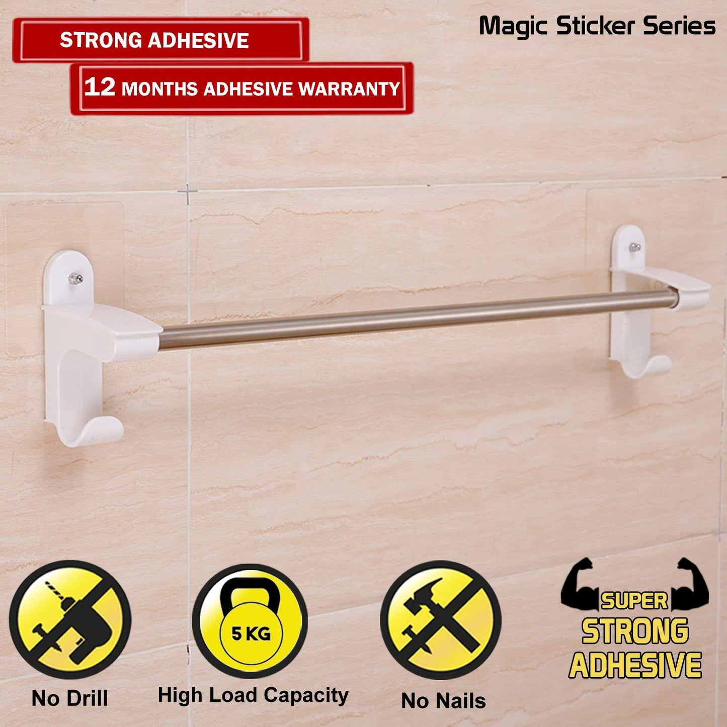 Magic Sticker Series Wall Mounted Towel Holder - HOKIPO | Har Ghar ka Humsafar