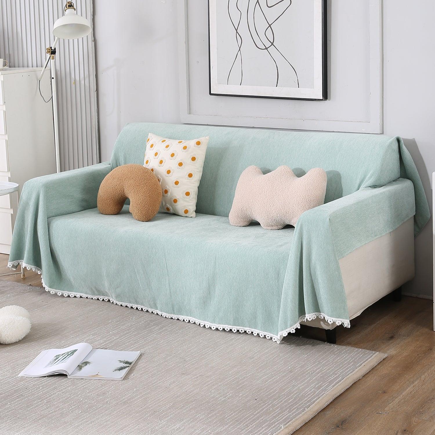 Mint Soft and Pet Friendly Chenille Sofa Throw Cover - HOKIPO | Har Ghar ka Humsafar