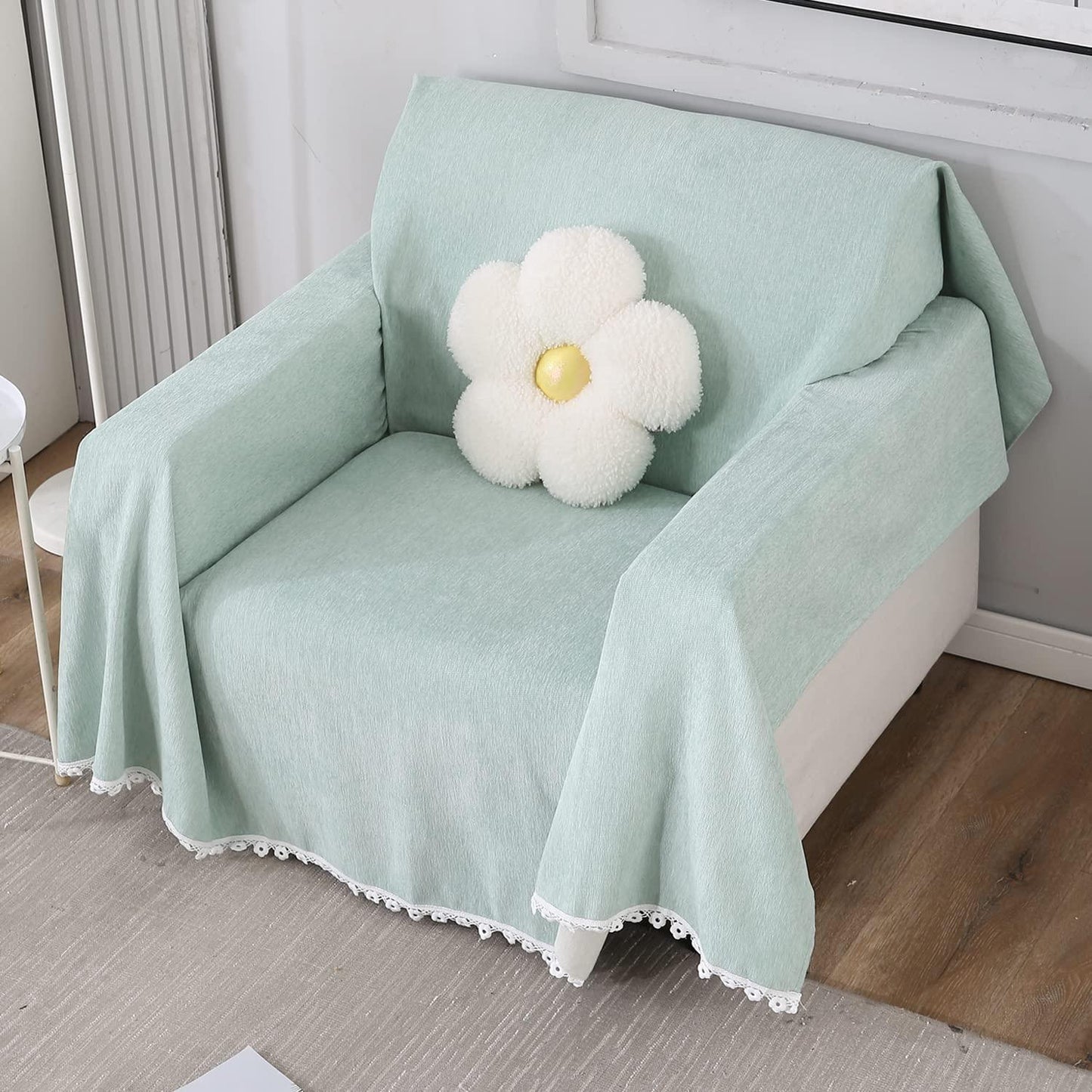 Mint Soft and Pet Friendly Chenille Sofa Throw Cover - HOKIPO | Har Ghar ka Humsafar