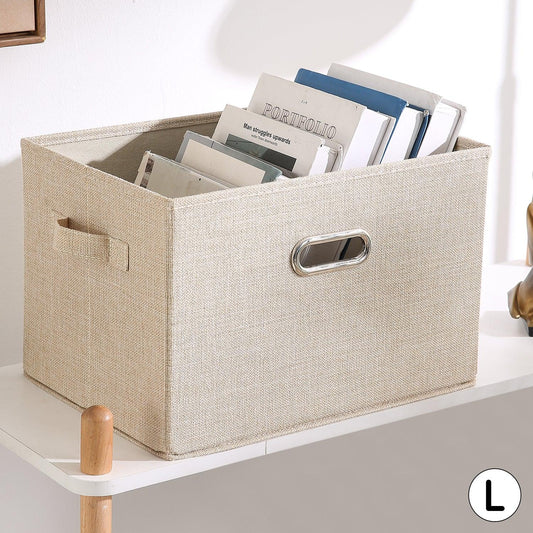 Multipurpose Foldable Storage Box with Lid, Large 45x30x31 cm, Beige - HOKIPO | Har Ghar ka Humsafar