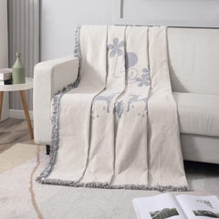 Off - White Nature, Soft and Pet Friendly Chenille Sofa Throw Cover - HOKIPO | Har Ghar ka Humsafar