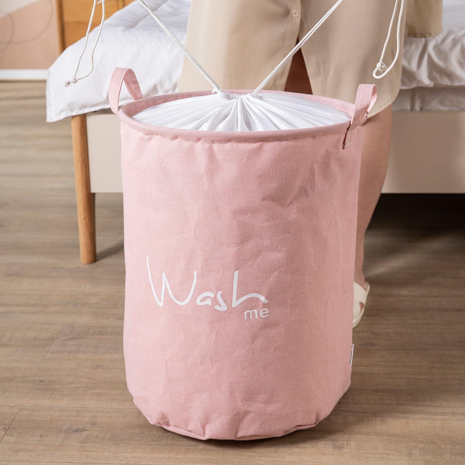 Pink Foldable Laundry Bag with Cover - HOKIPO | Har Ghar ka Humsafar