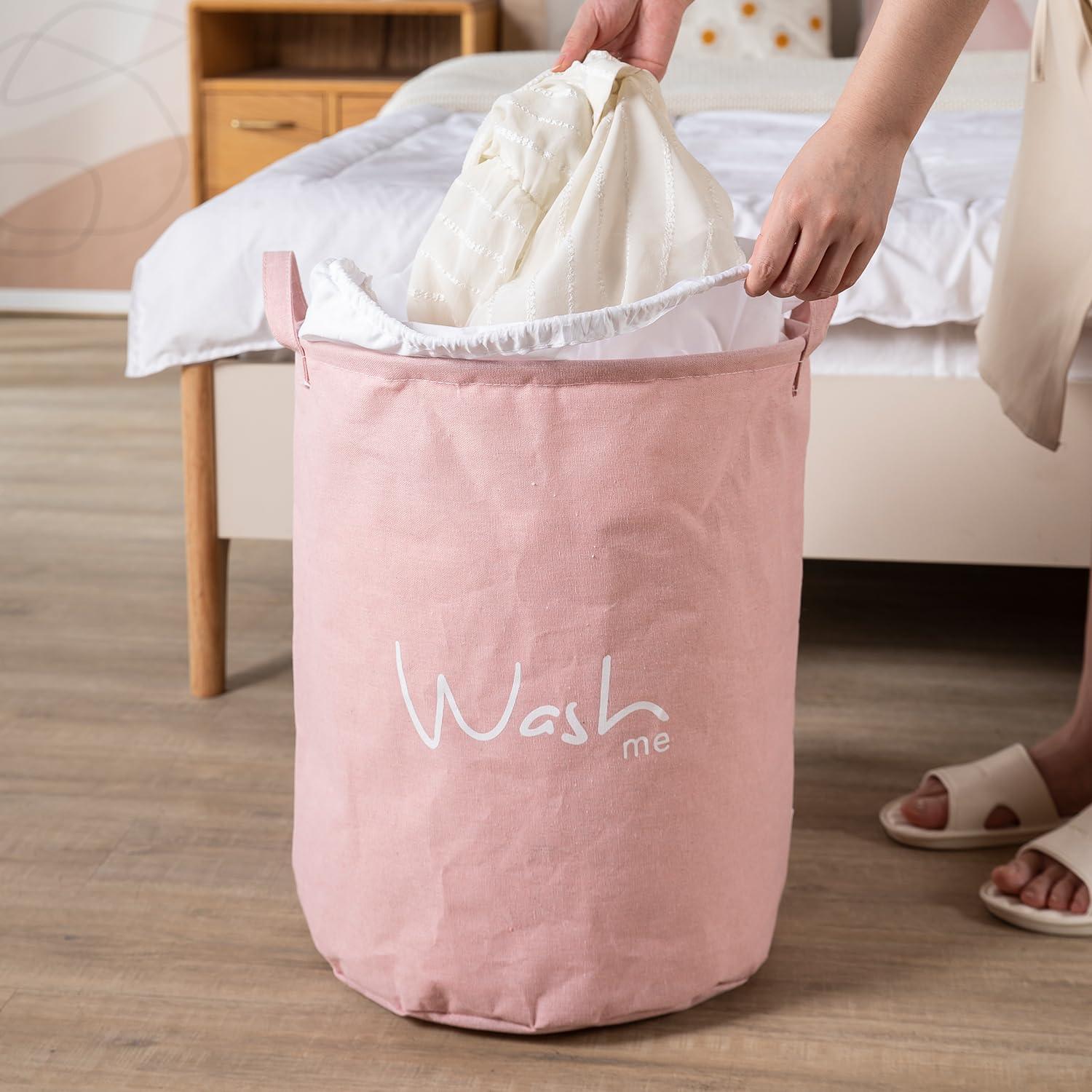 Pink Foldable Laundry Bag with Cover - HOKIPO | Har Ghar ka Humsafar