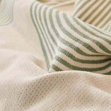 Pista Green, Abstract Line Print Chenille Sofa Throw | All - Season Fabric - HOKIPO | Har Ghar ka Humsafar