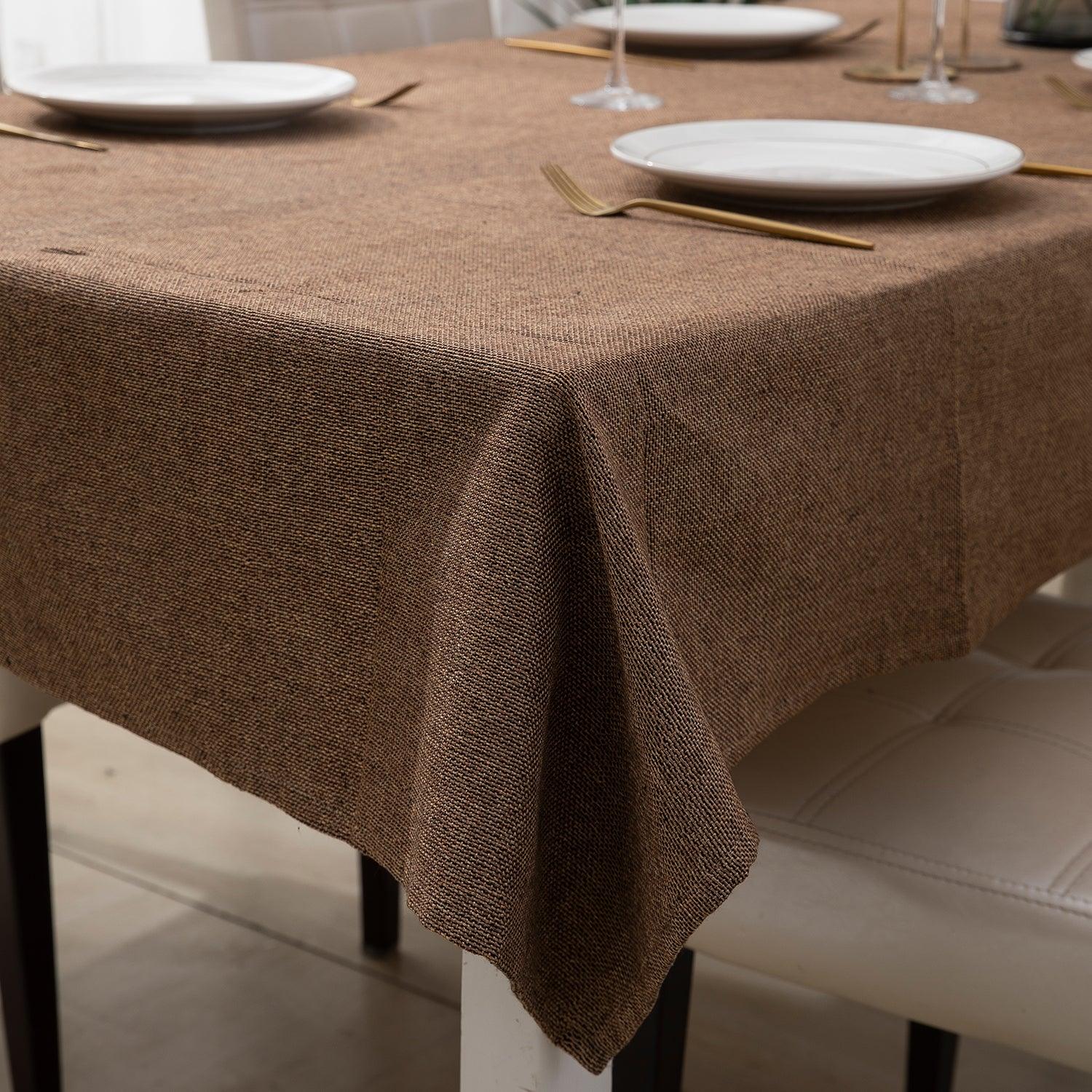 Poly Jute Dining Table Cover, Brown - HOKIPO | Har Ghar ka Humsafar