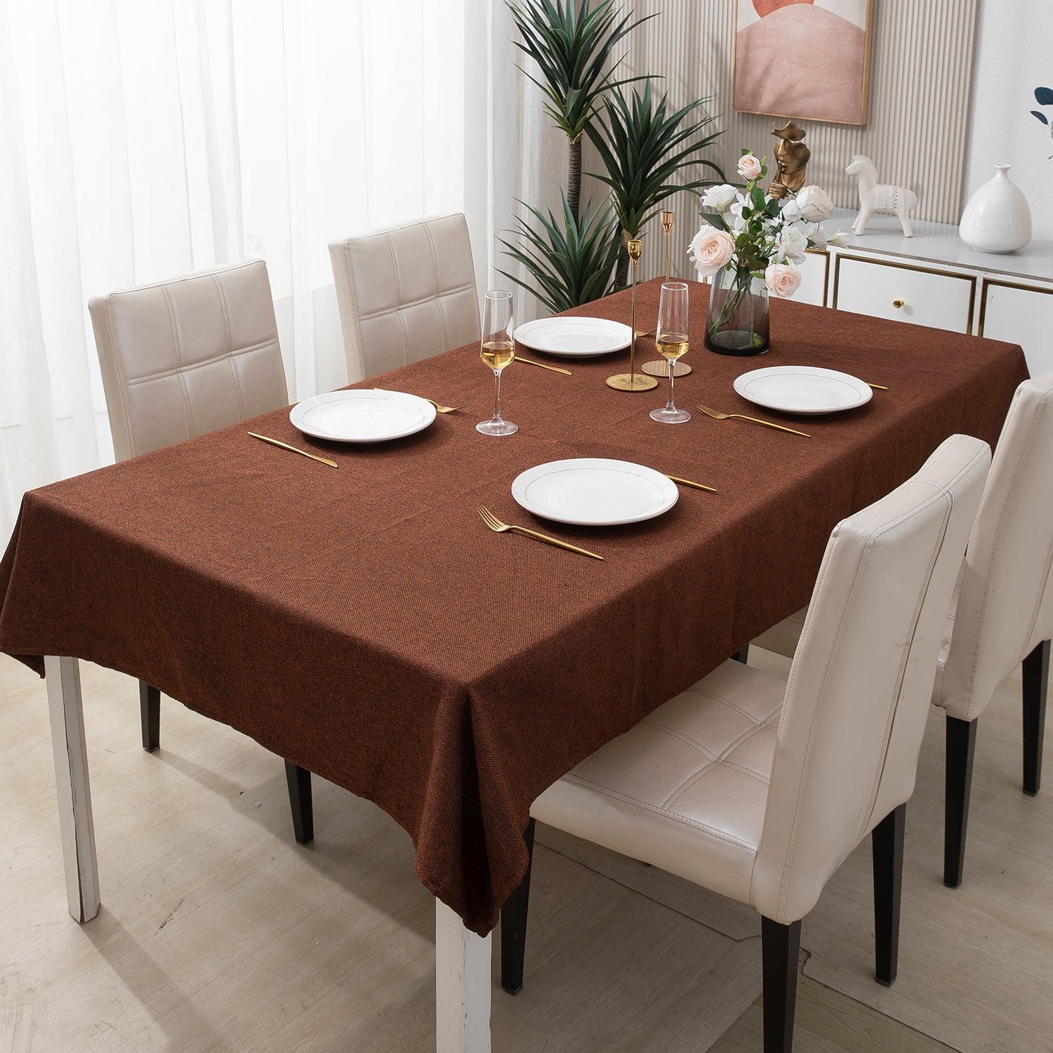 Poly Jute Dining Table Cover, Copper Brown - HOKIPO | Har Ghar ka Humsafar