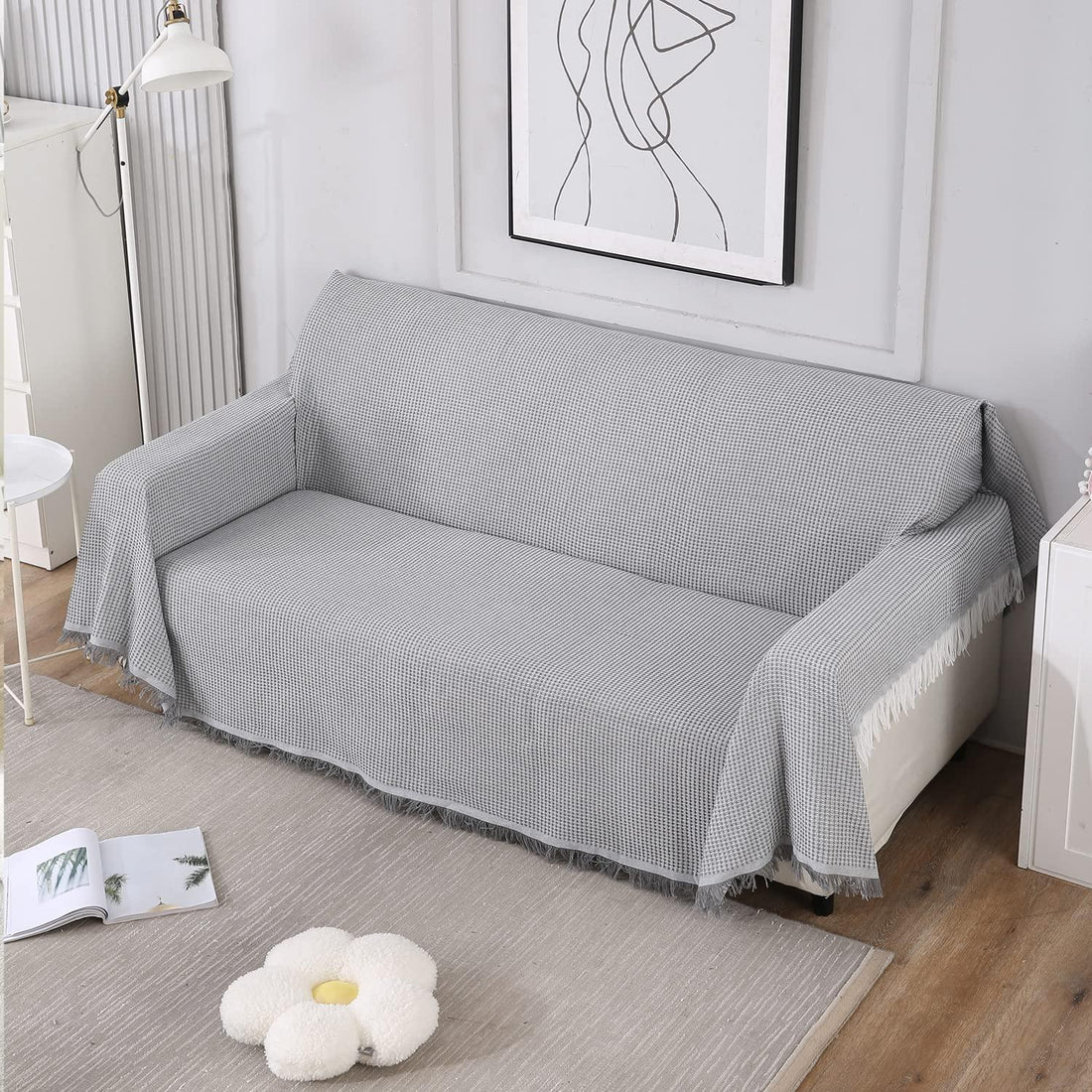 Grey colour polycotton sofa throw cover

