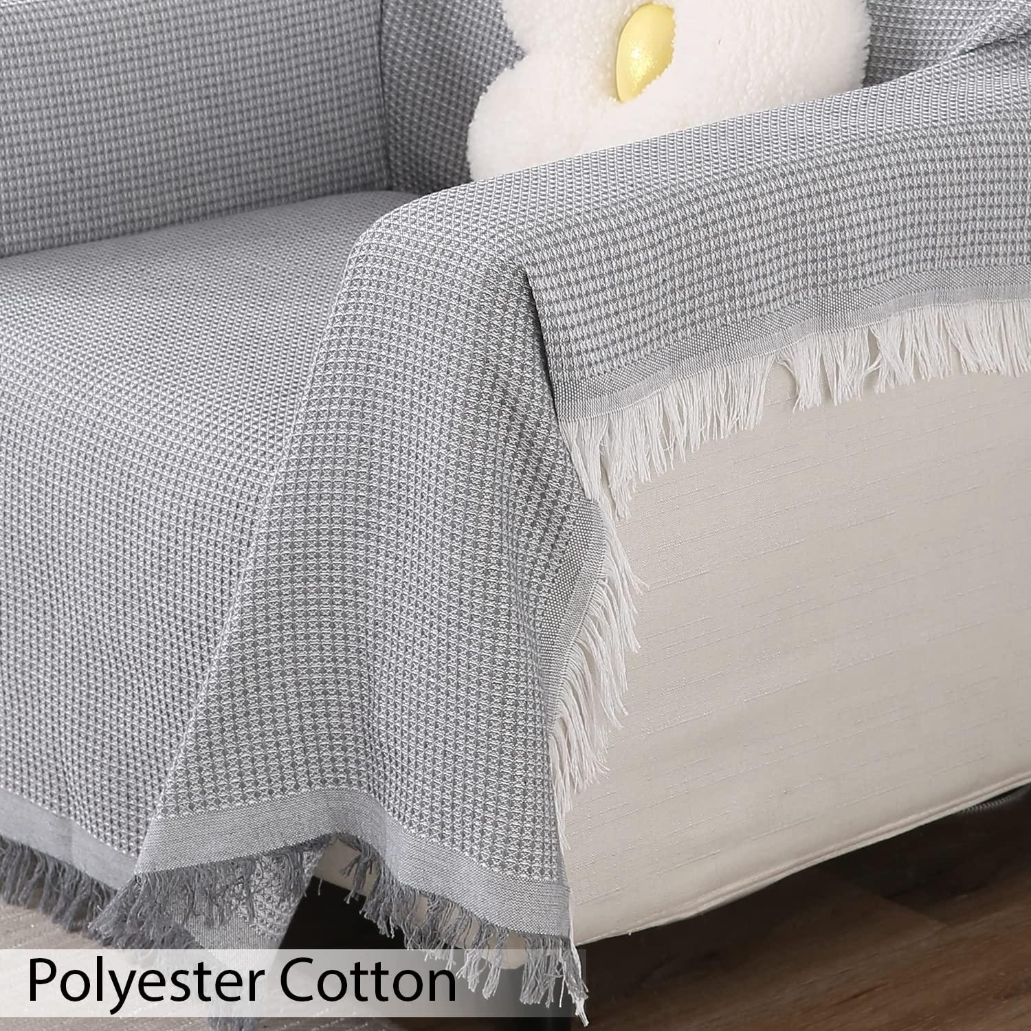 Polyester Cotton Sofa Cover Throw, Grey - HOKIPO | Har Ghar ka Humsafar