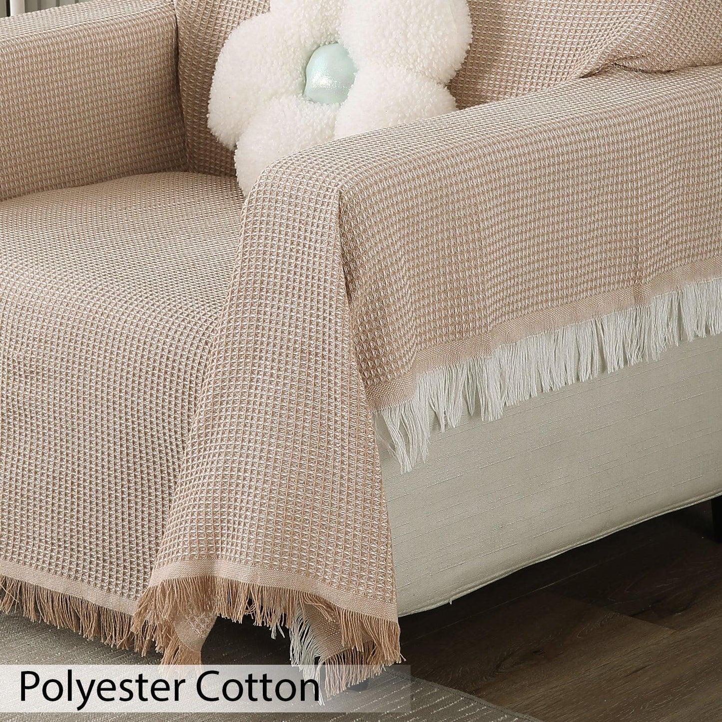 Polyester Cotton Sofa Cover Throw, Peach - HOKIPO | Har Ghar ka Humsafar