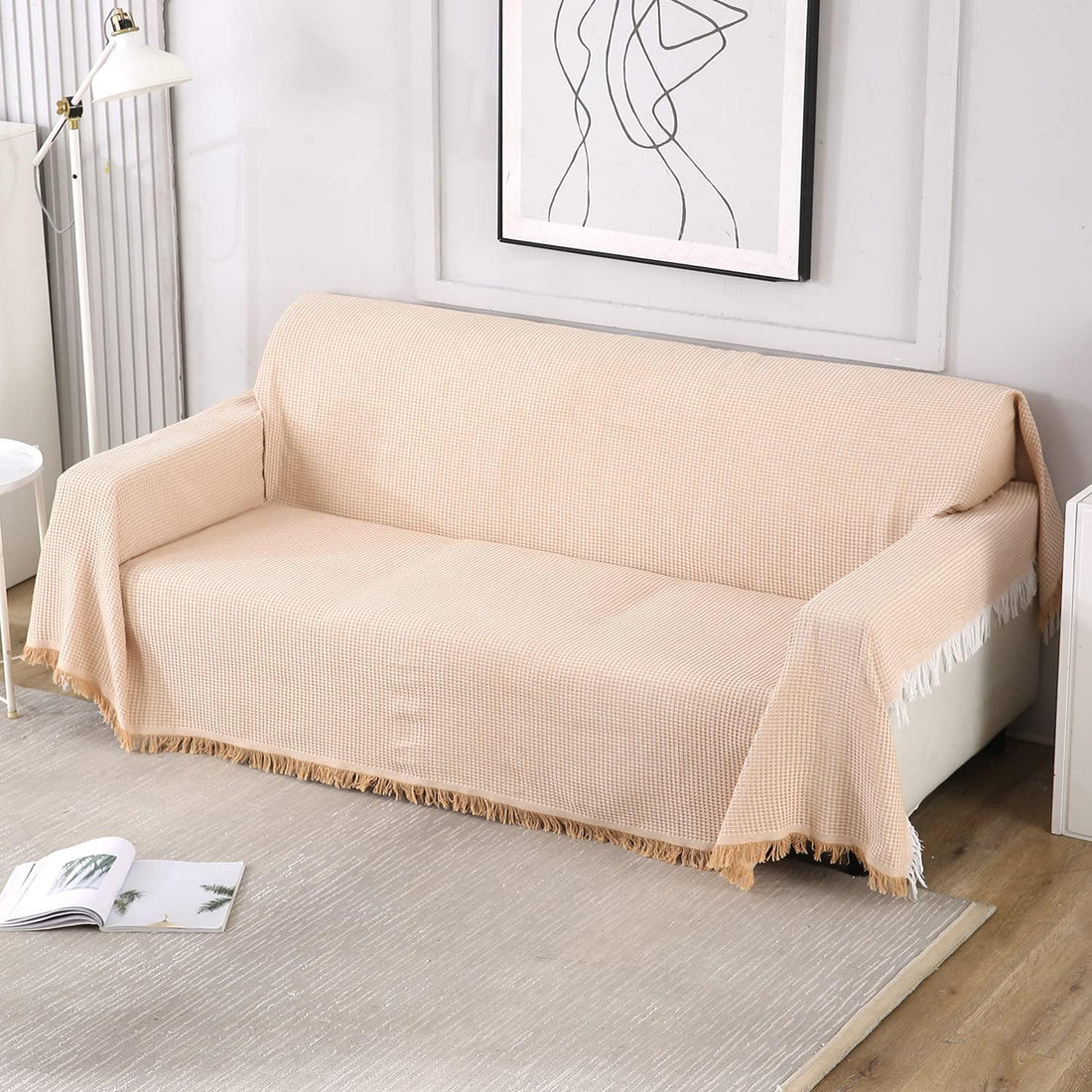 peach colour polycotton sofa throw cover
