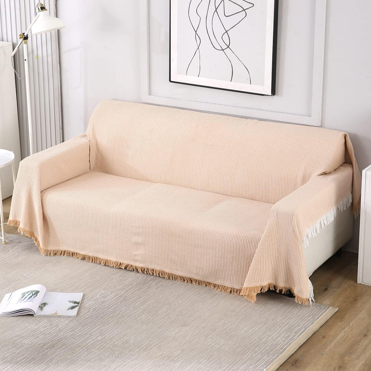 peach colour polycotton sofa throw cover
