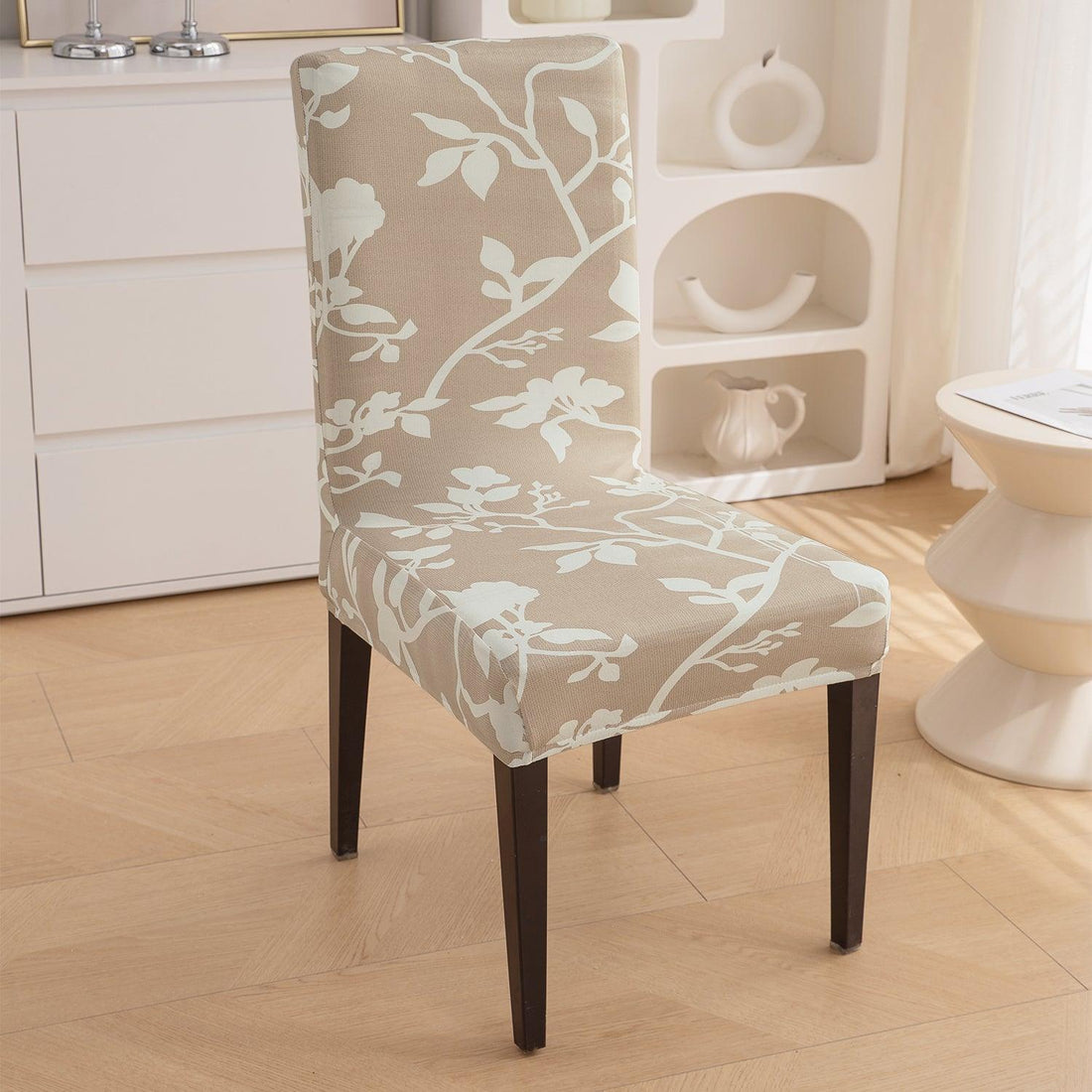 Buff Brown Sillehoute Floral Print chair covers​ Set