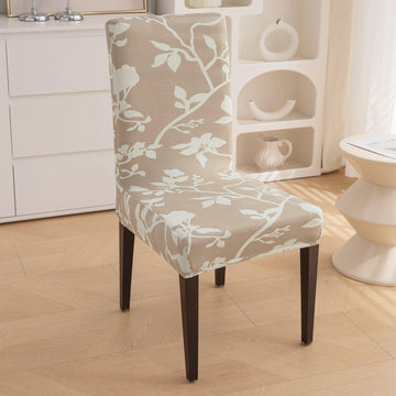 Buff Brown Sillehoute Floral Print chair covers​ Set