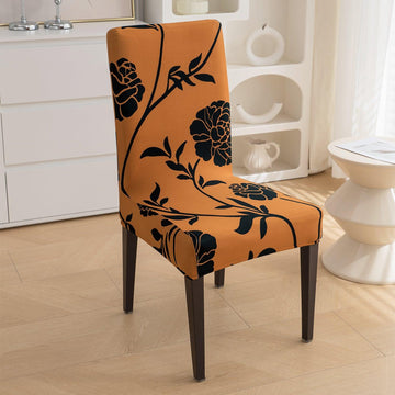 Copper Brown Floral Print chair covers Set