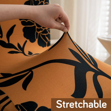 Copper Brown Floral Print stretchable dining chair covers