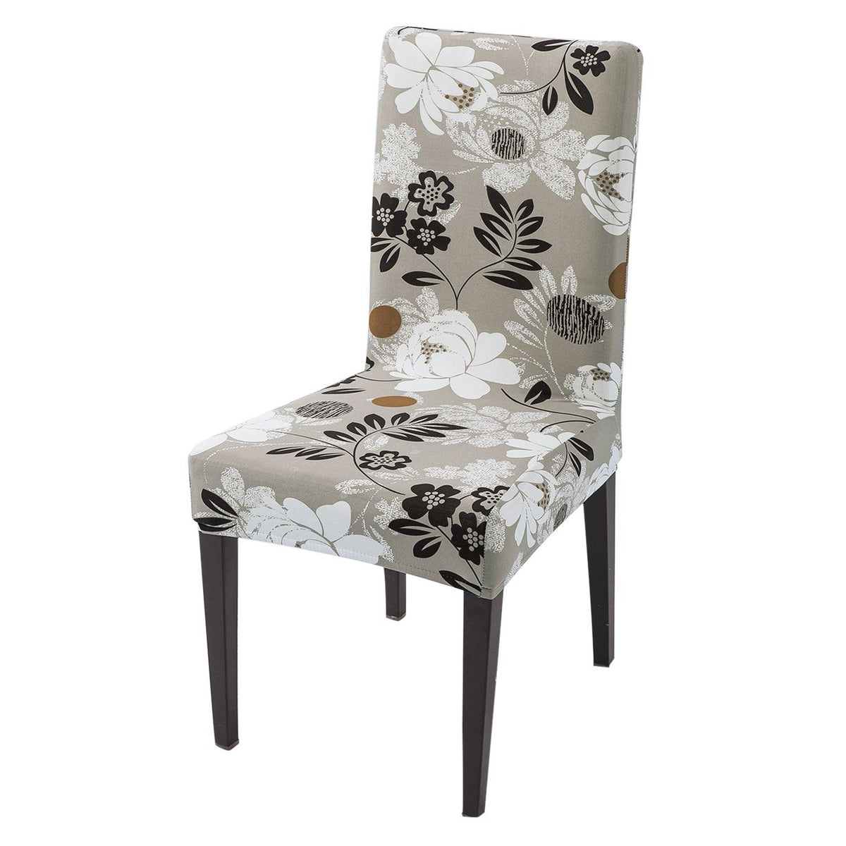 Feather Brown Floral Print Chair covers set of 1 piece