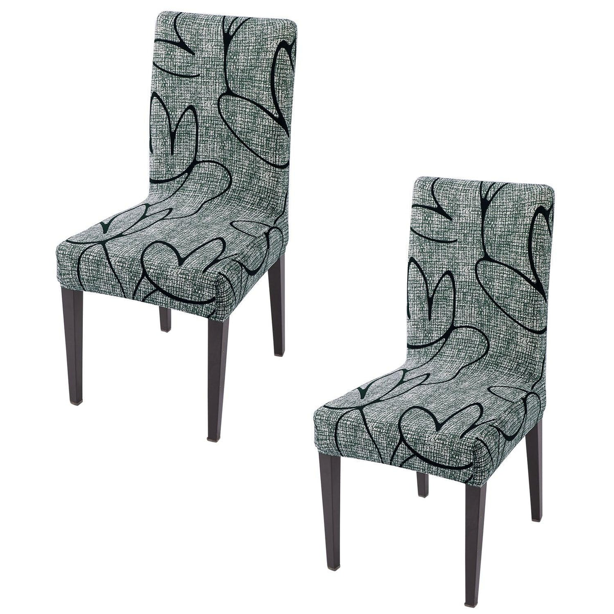 Intense Grey Abstract Floral Print elastic chair covers set of 2