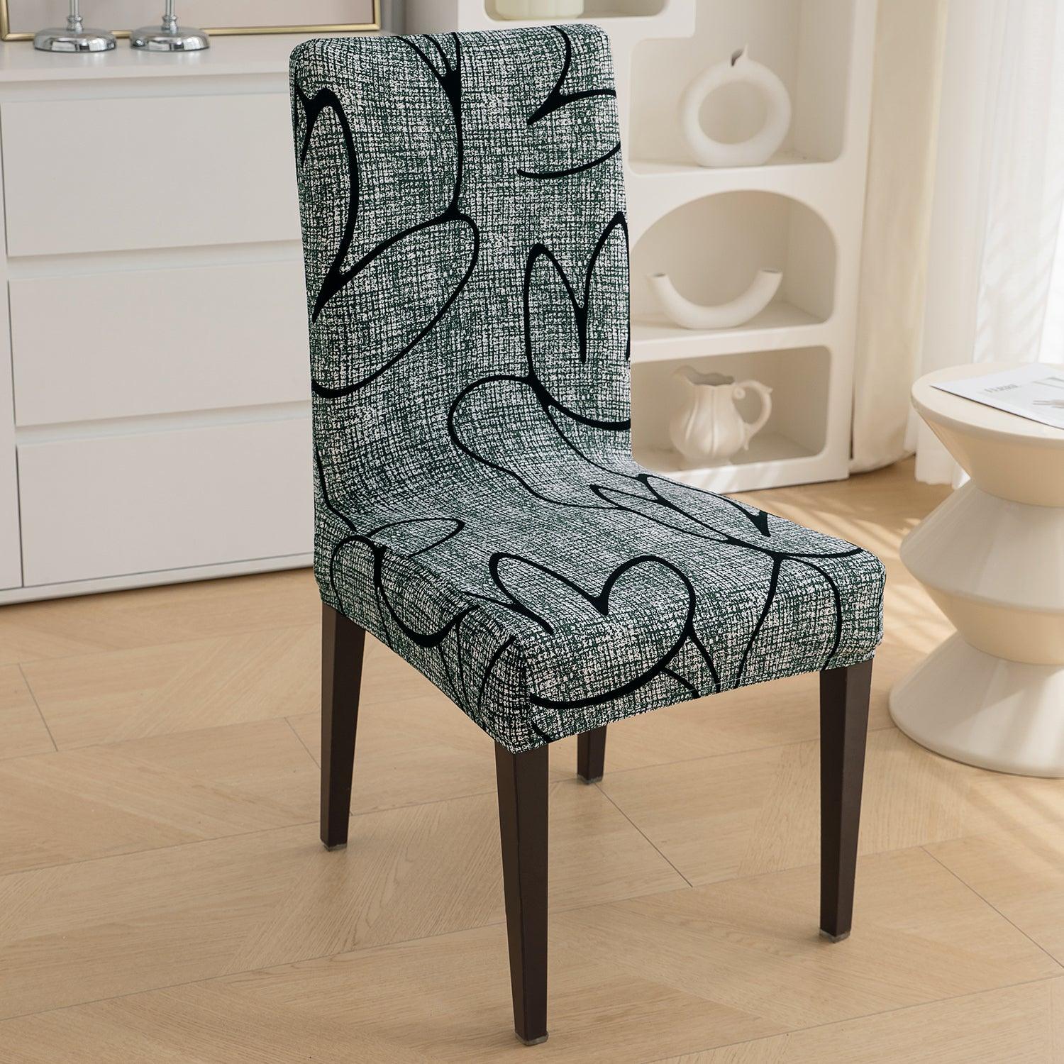 Intense Grey Abstract Floral Print chair covers​ Set