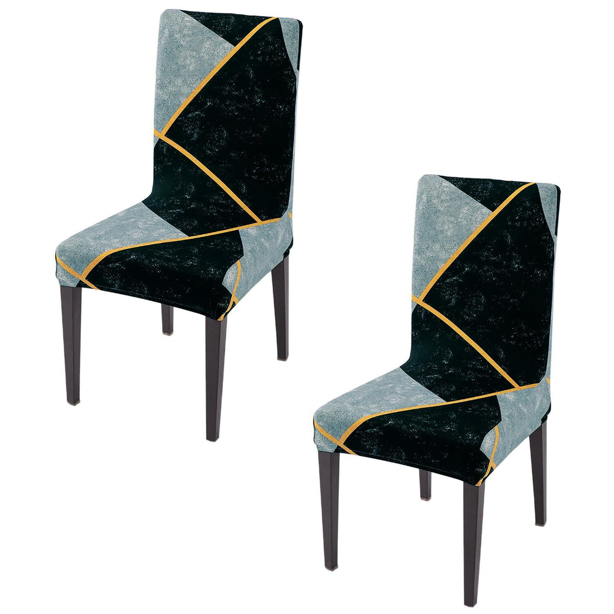 Multicolor Abstract Geometry Print elastic chair covers set of 2